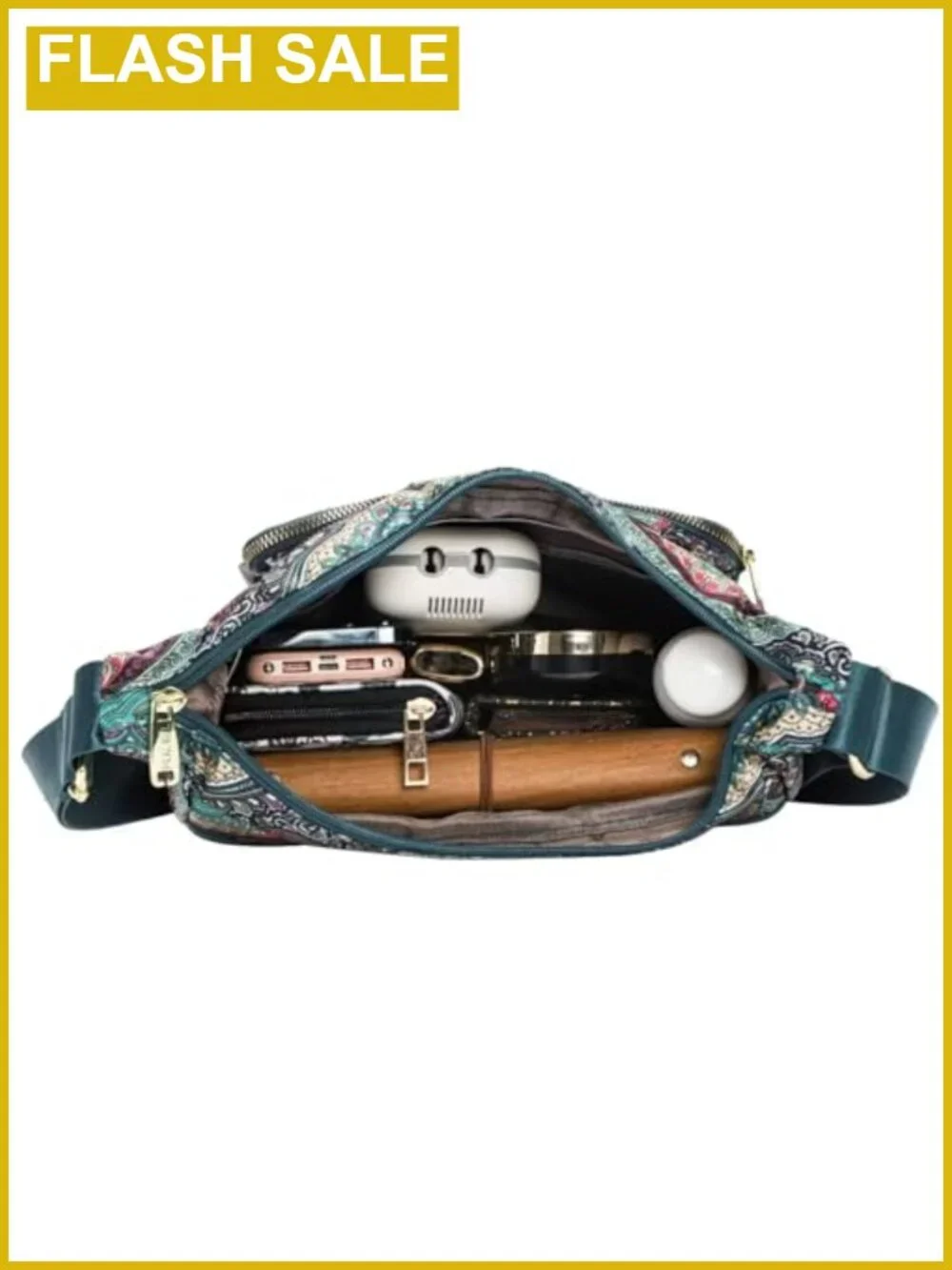 Nylon Satchel Tote Handbag 10 Pockets Anti-Theft Crossbody Shoulder Bag